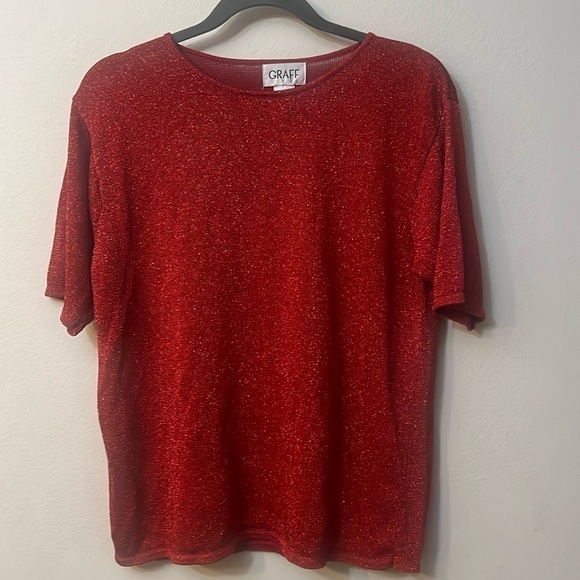 graff Tops - Graff vintage blouse size L red holidays